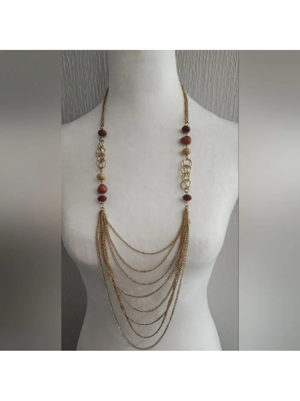 Goldtone Multicolor Beaded Necklace
